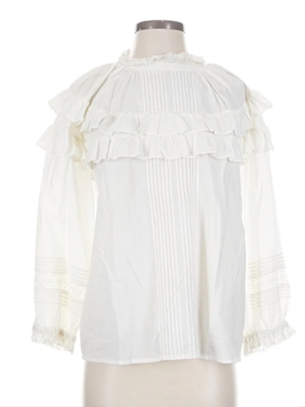 Current/Elliott Cream Ruffle Pintuck Blouse